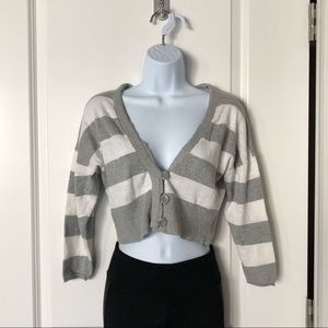 Women's Aeropostale Gray and White Striped Sweater